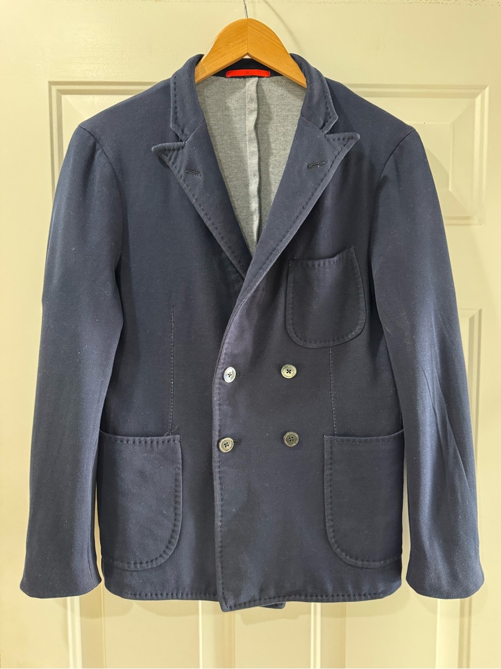 ISAIA Napoli Men’s Double breasted Sport Jacket cotton Denim Italy Hand-sewn